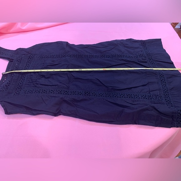 Gap Linen & Cotton Blend Navy Blue Summer Sleeveless Dress with Pockets & Lace 4 - Picture 7 of 7